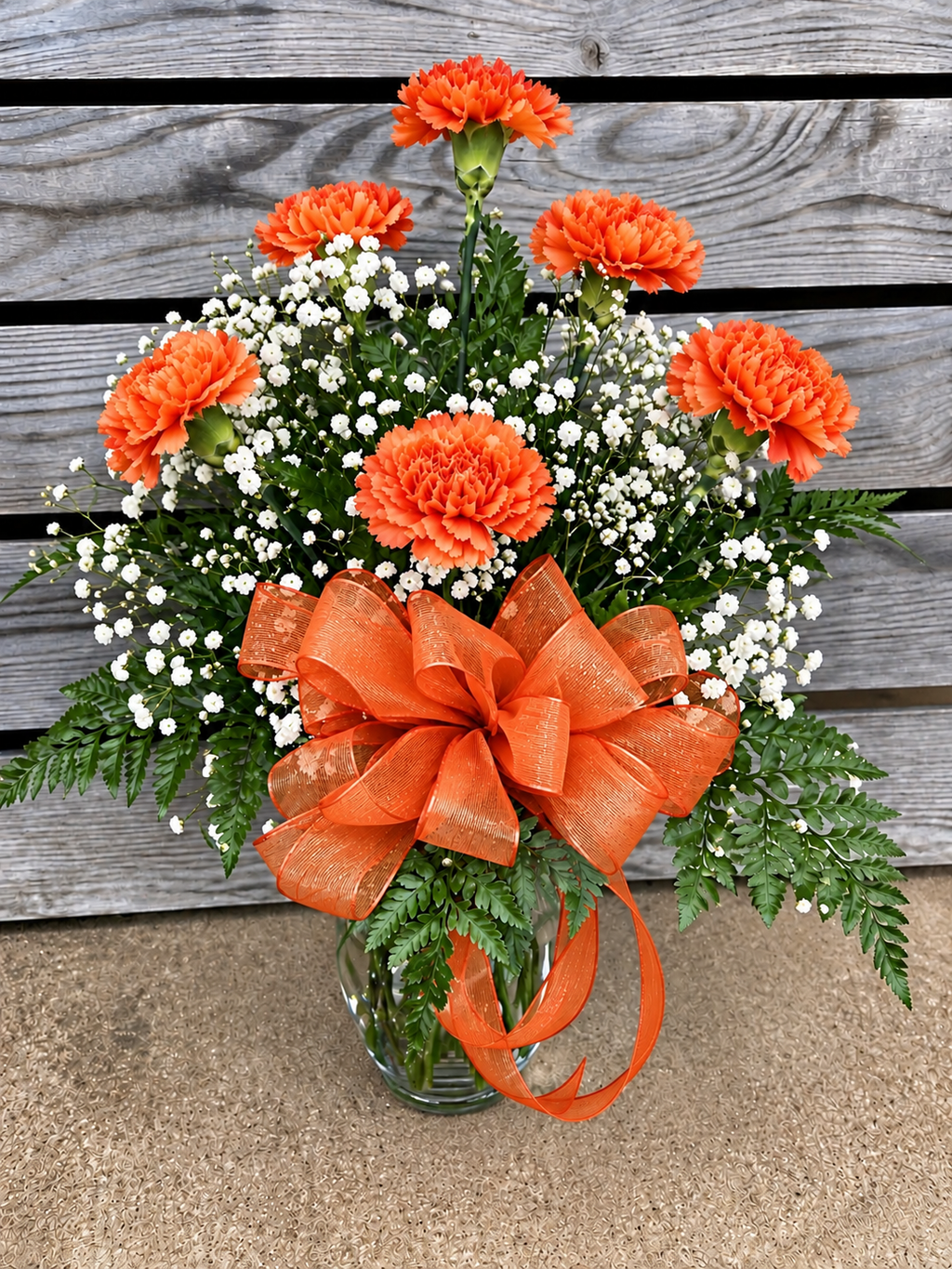 Half Dozen Carnations in Vase