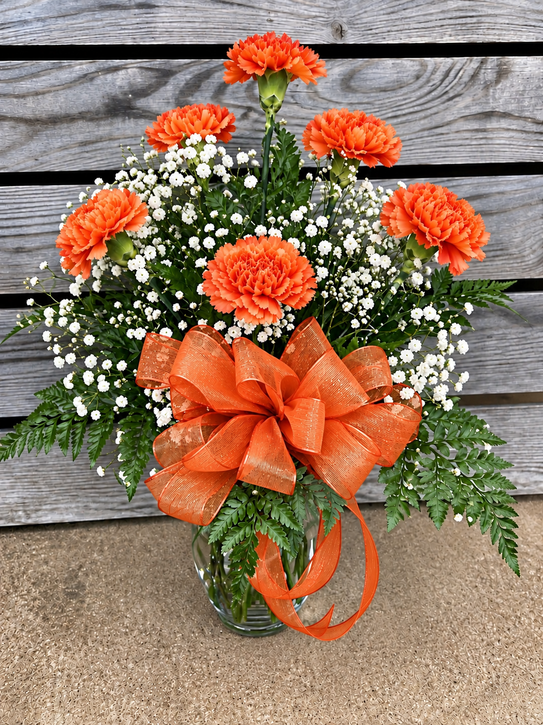 Half Dozen Carnations in Vase