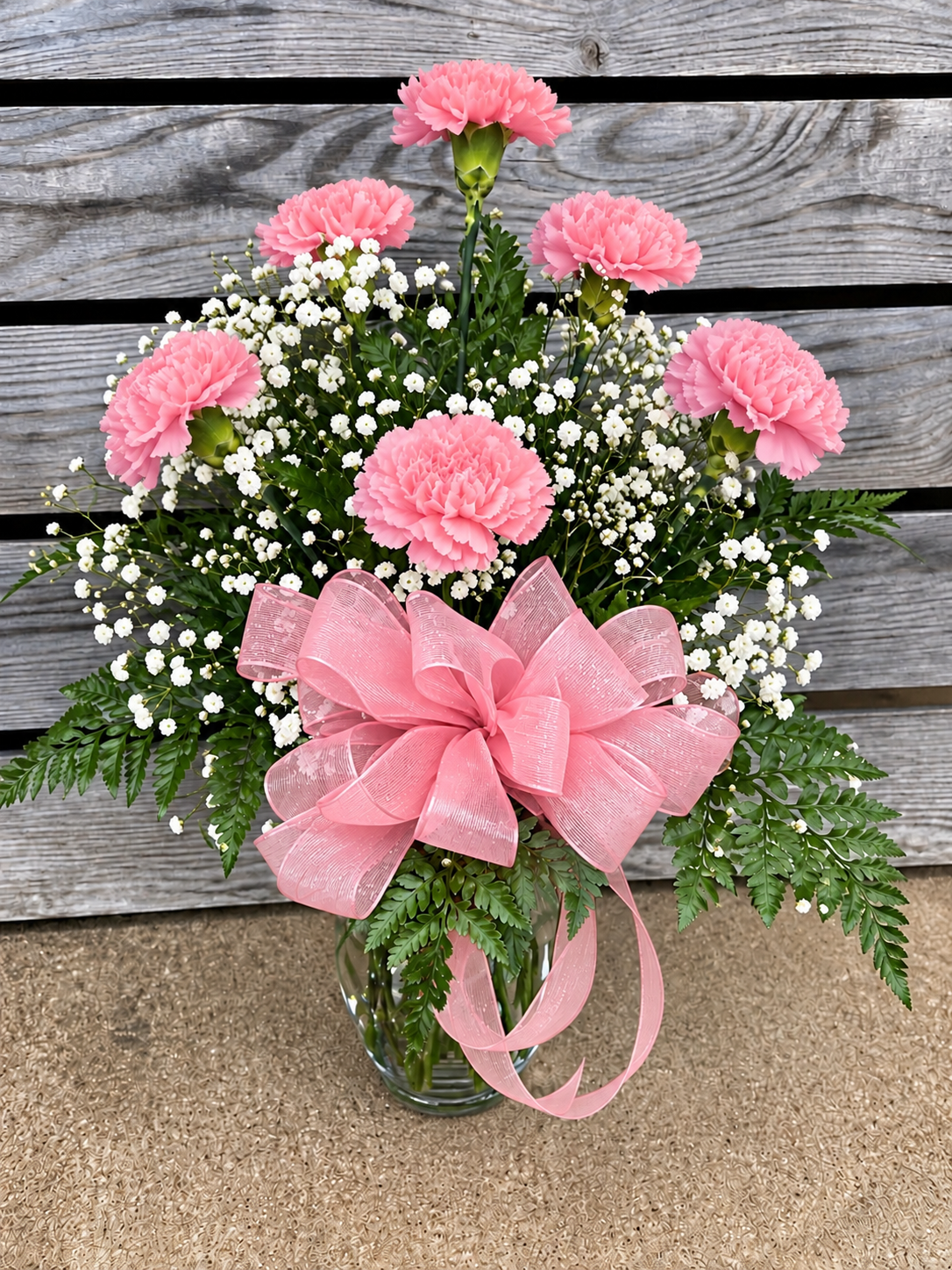 Half Dozen Carnations in Vase