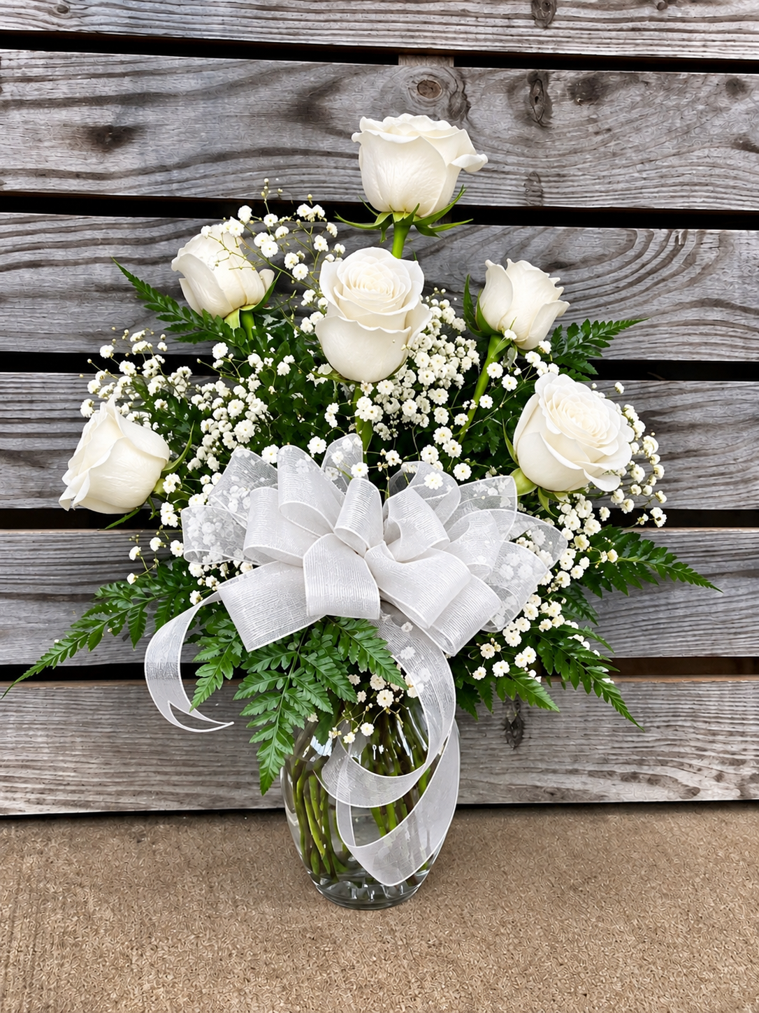 Half Dozen Roses in vase