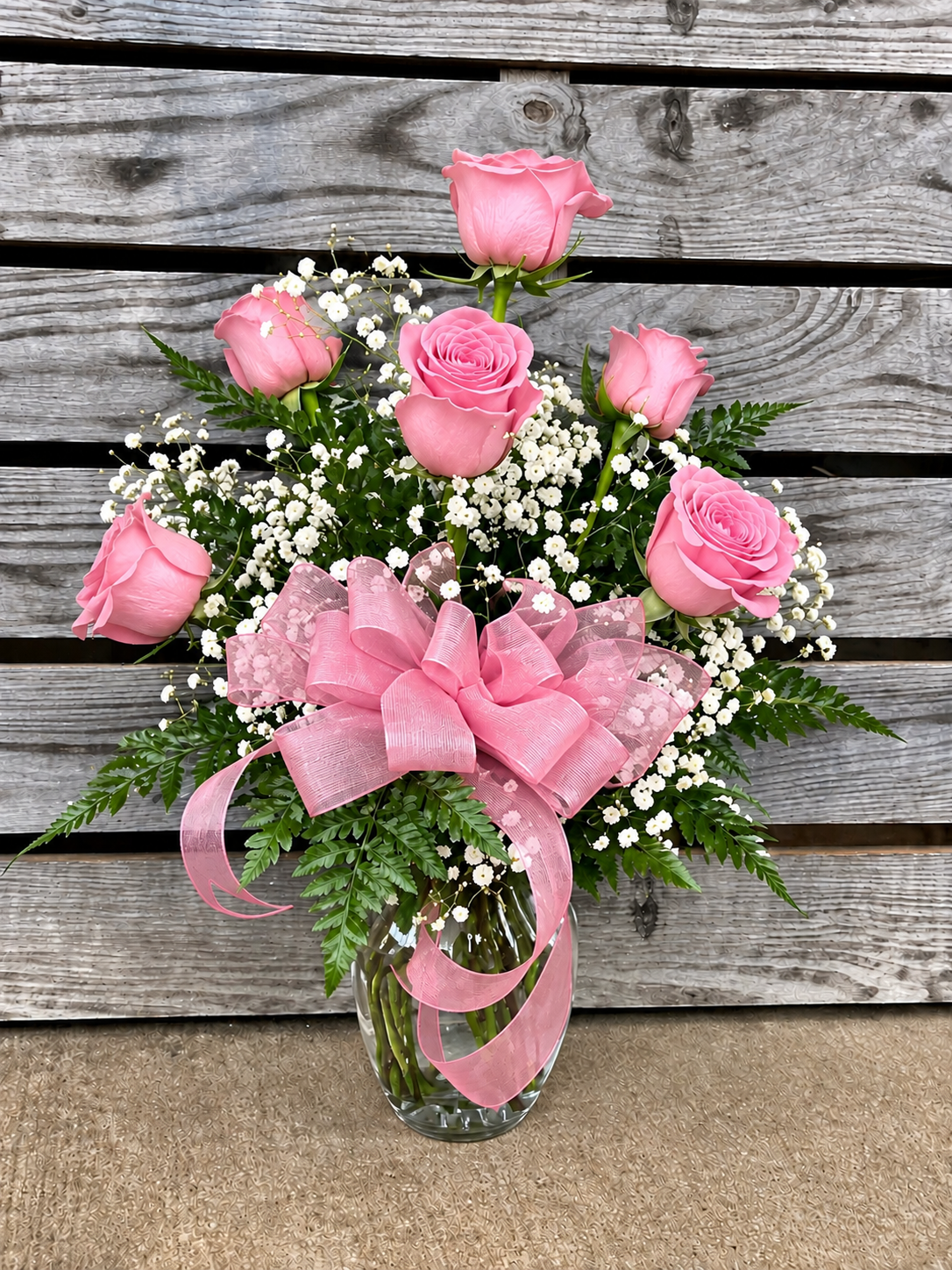 Half Dozen Roses in vase
