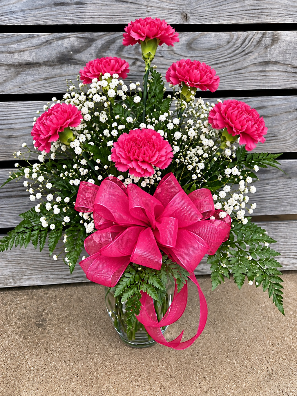 Half Dozen Carnations in Vase