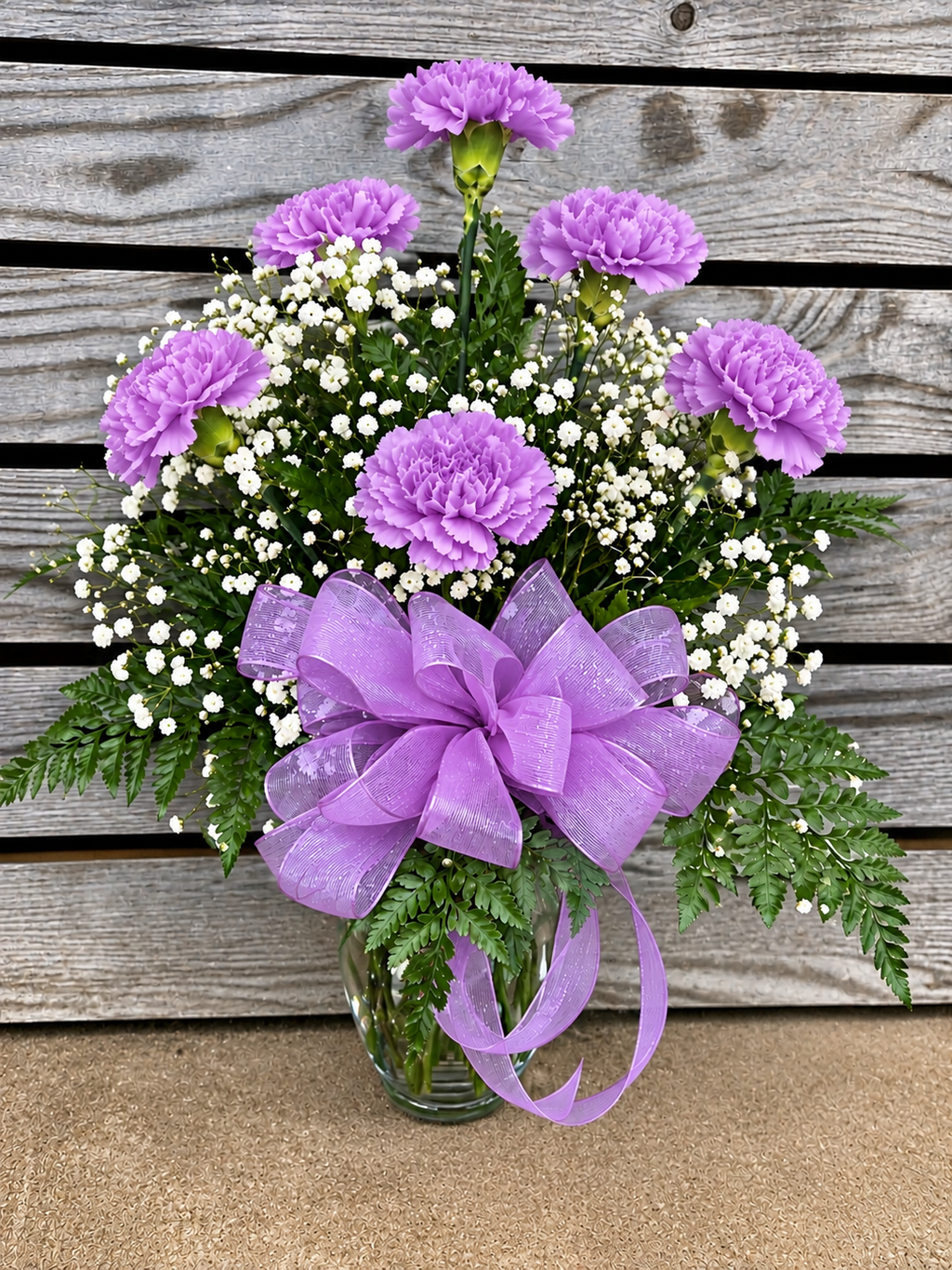 Half Dozen Carnations in Vase