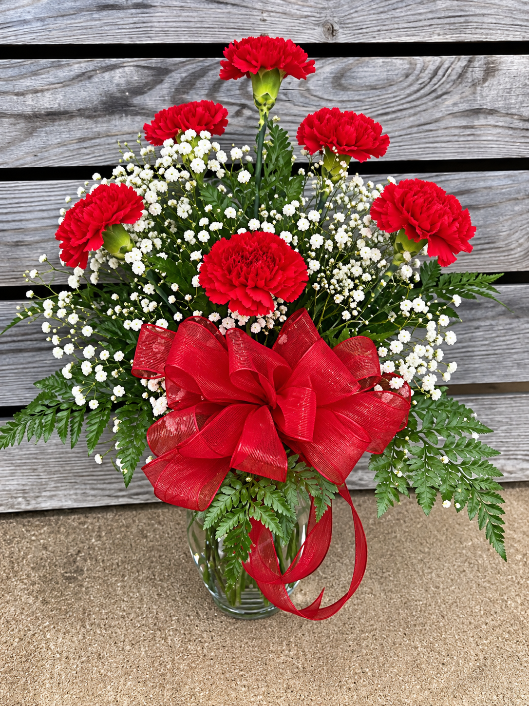 Half Dozen Carnations in Vase