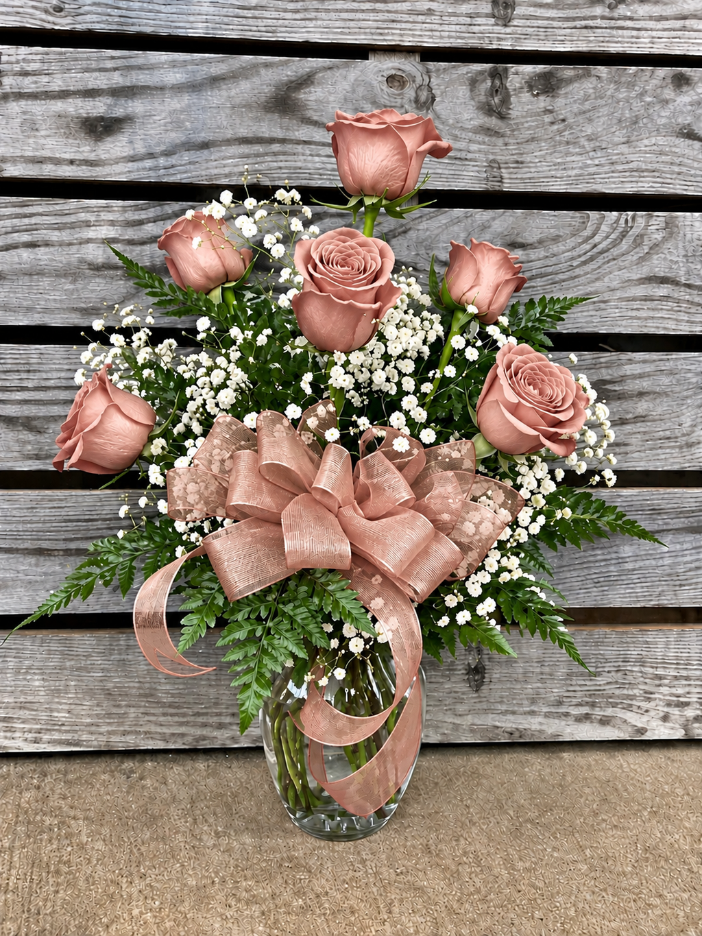Half Dozen Roses in vase