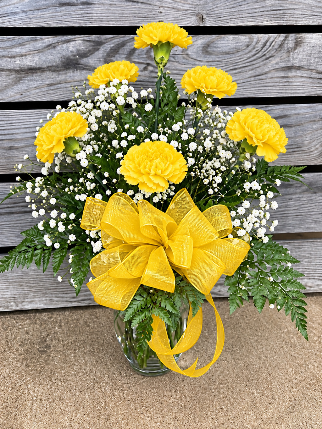 Half Dozen Carnations in Vase