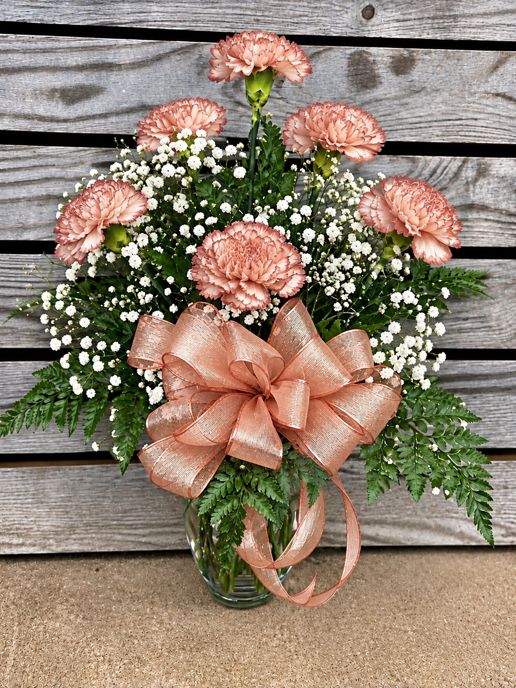 Half Dozen Carnations in Vase