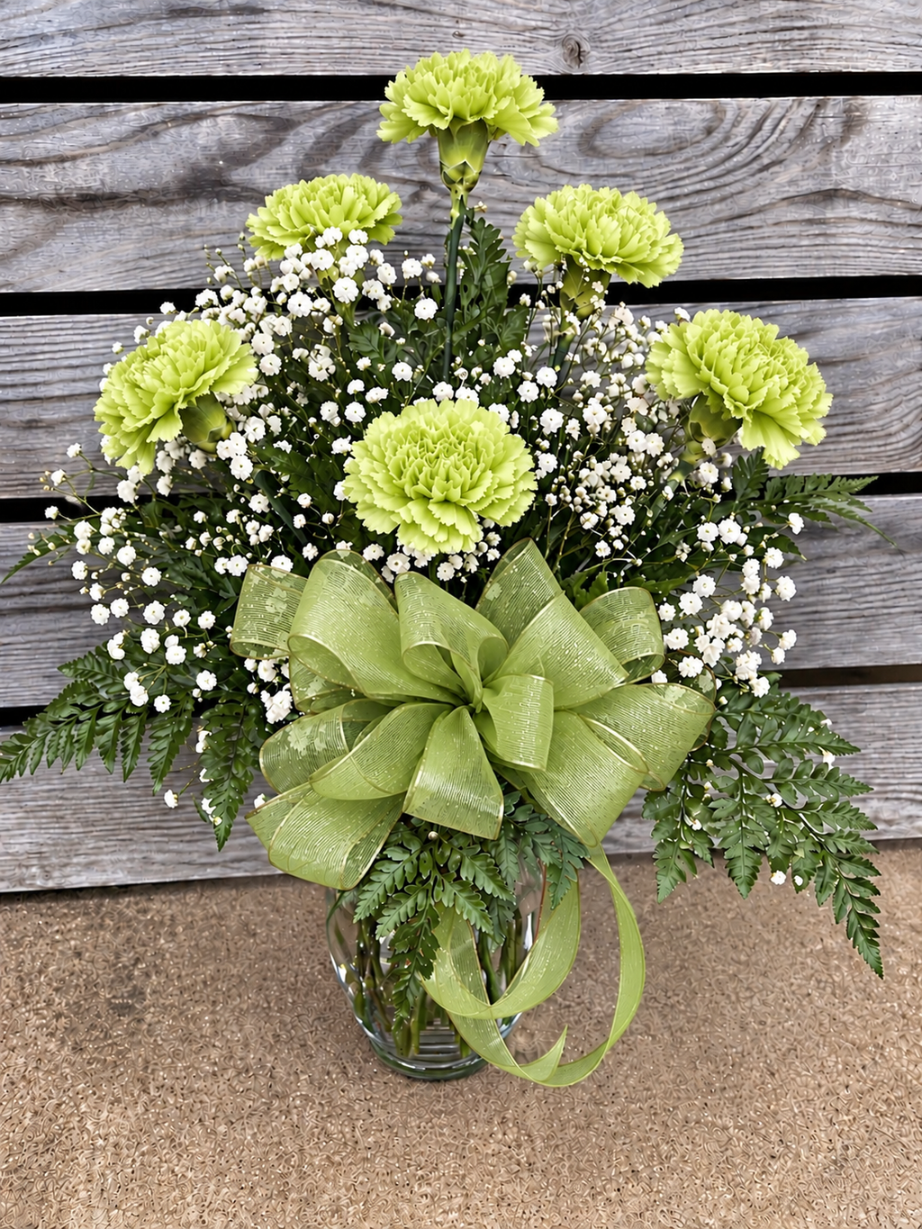 Half Dozen Carnations in Vase