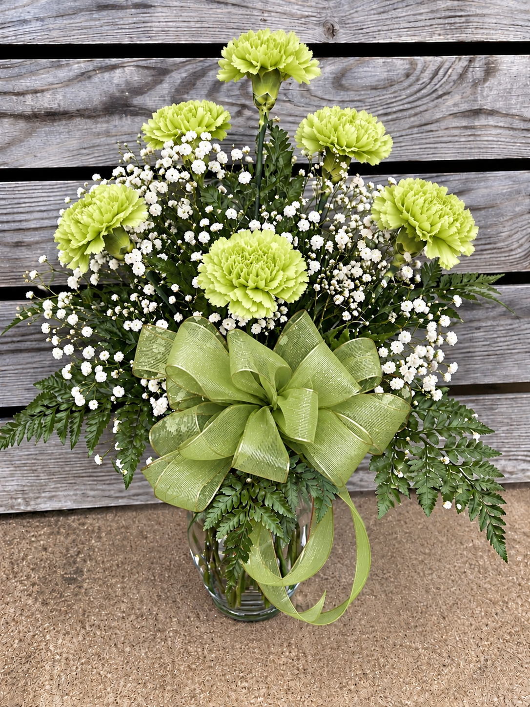 Half Dozen Carnations in Vase