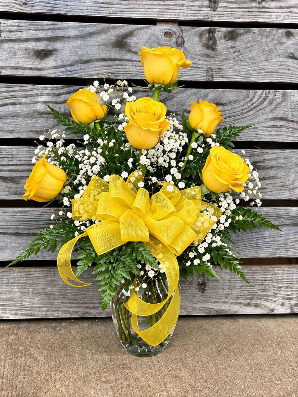 Half Dozen Roses in vase