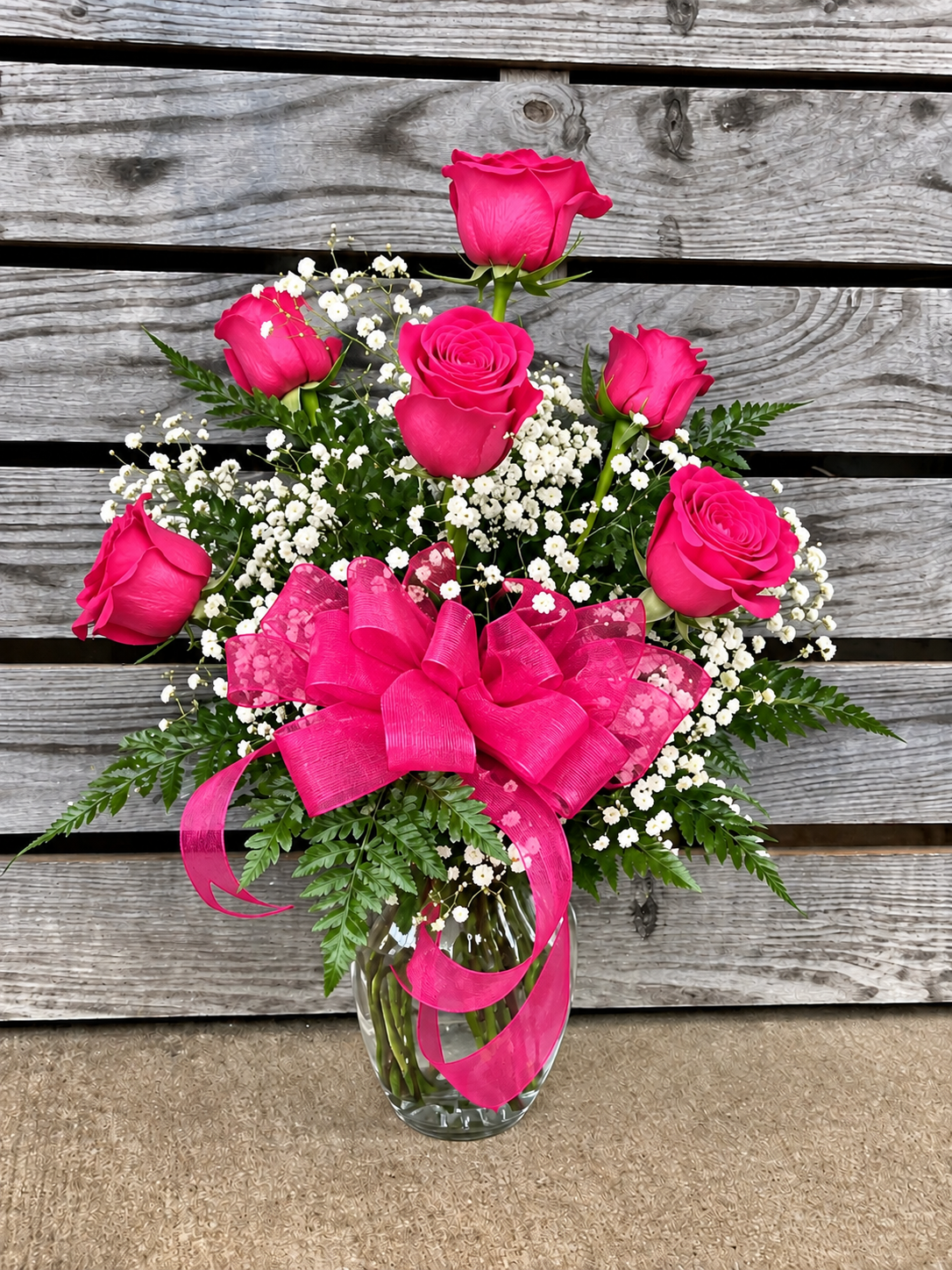 Half Dozen Roses in vase