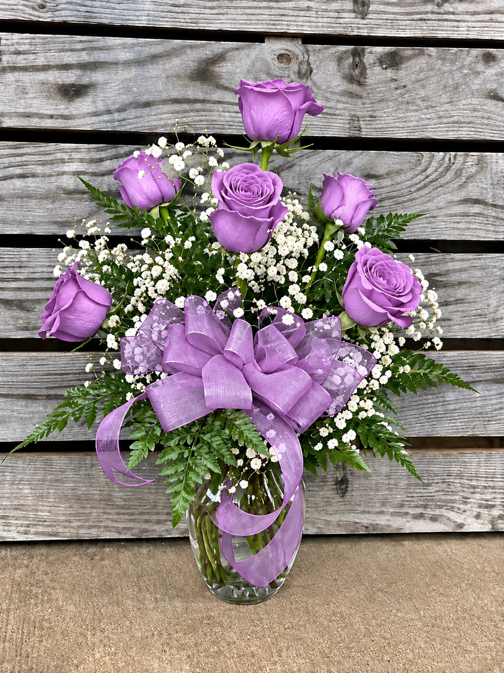 Half Dozen Roses in vase