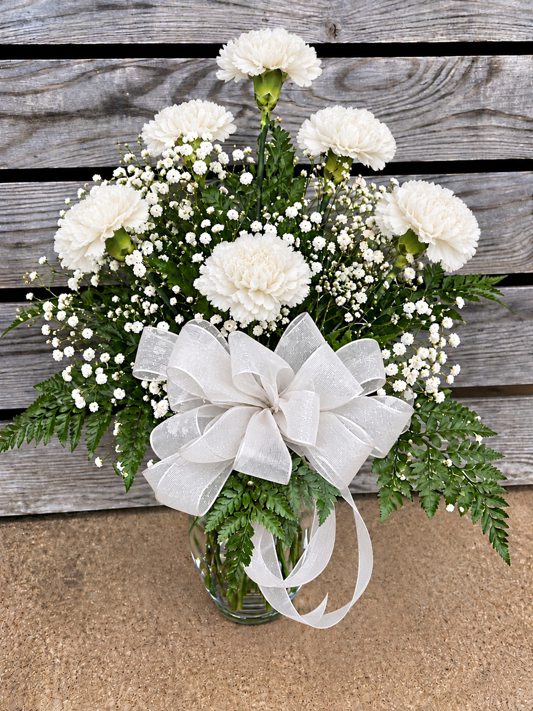 Half Dozen Carnations in Vase