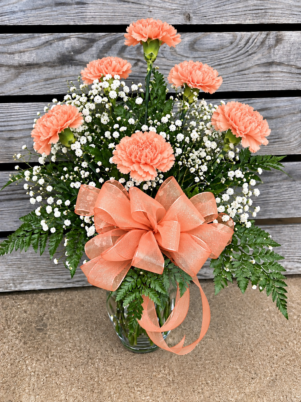 Half Dozen Carnations in Vase