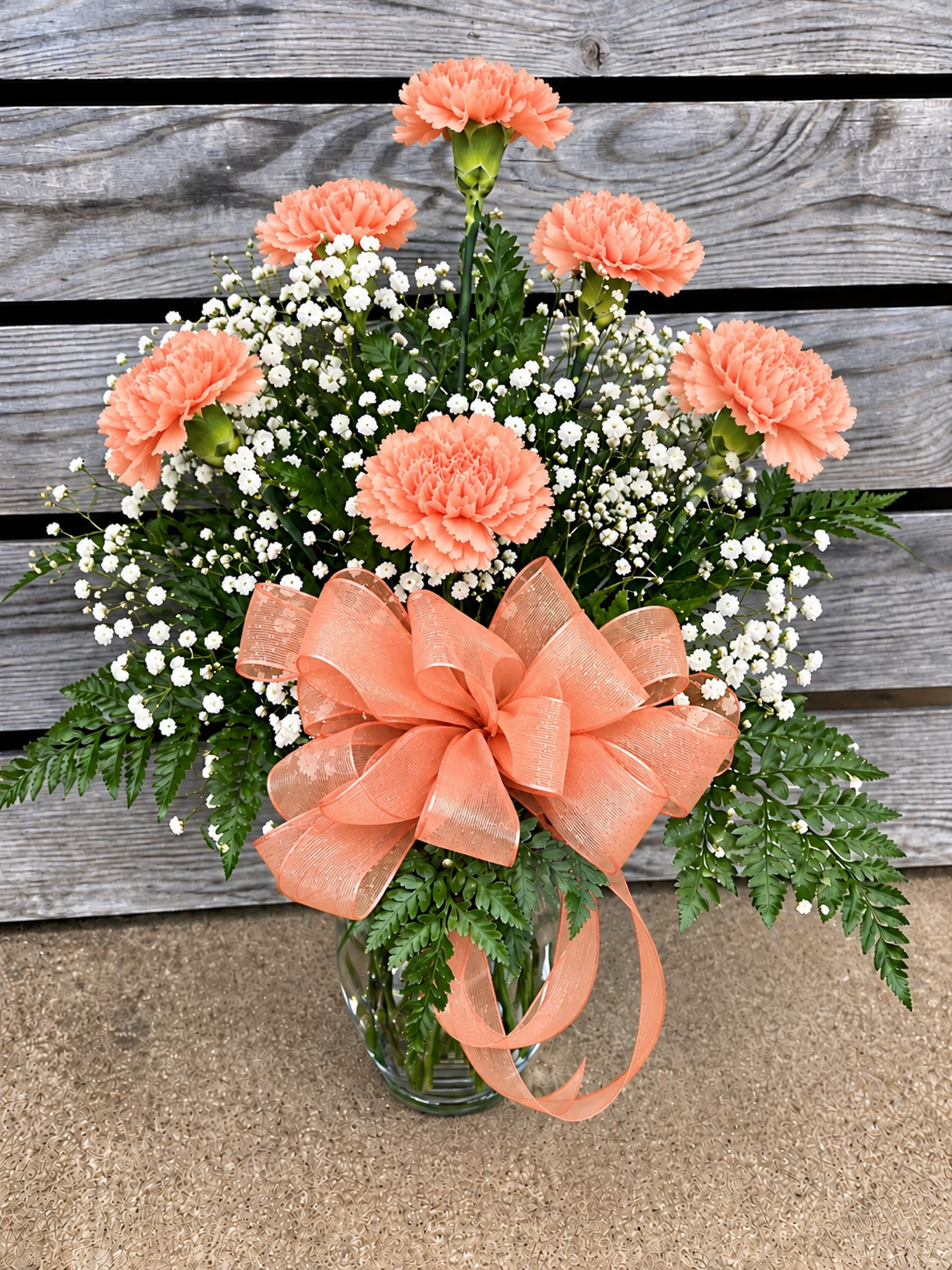 Half Dozen Carnations in Vase