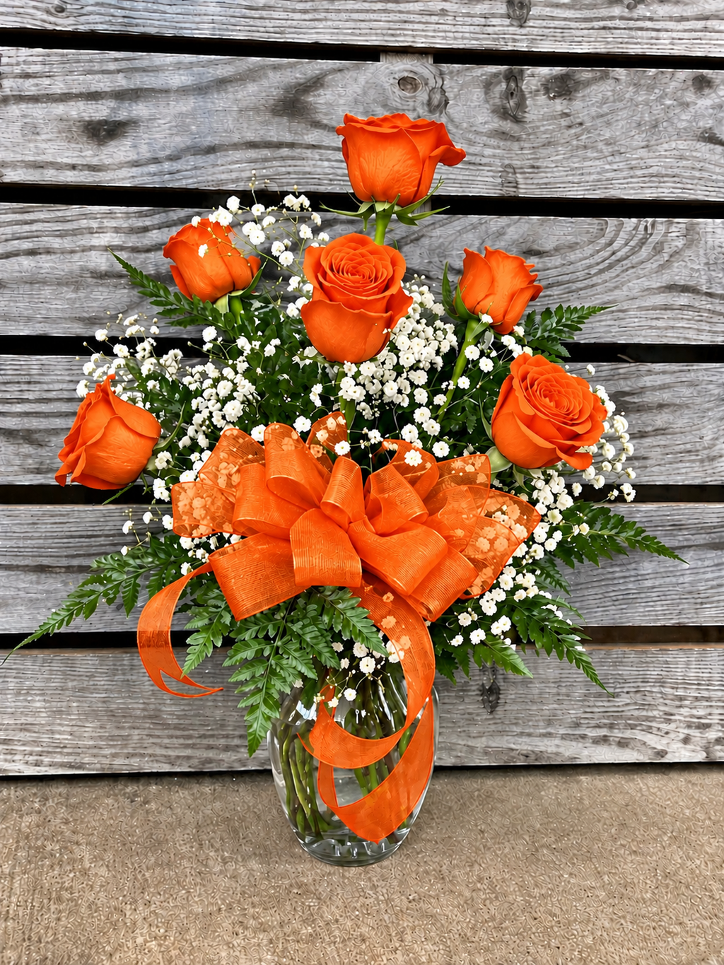 Half Dozen Roses in vase
