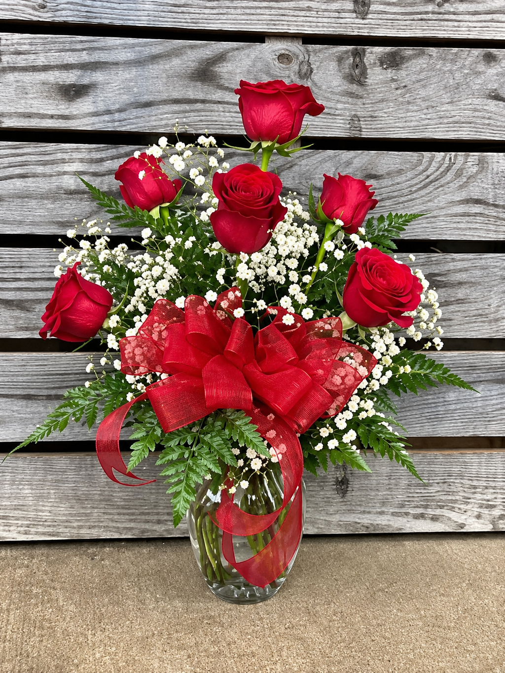 Half Dozen Roses in vase