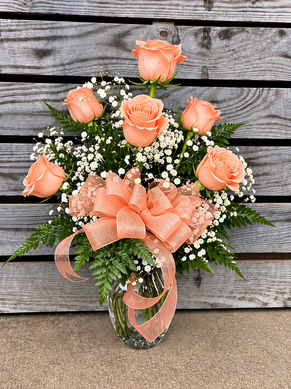 Half Dozen Roses in vase
