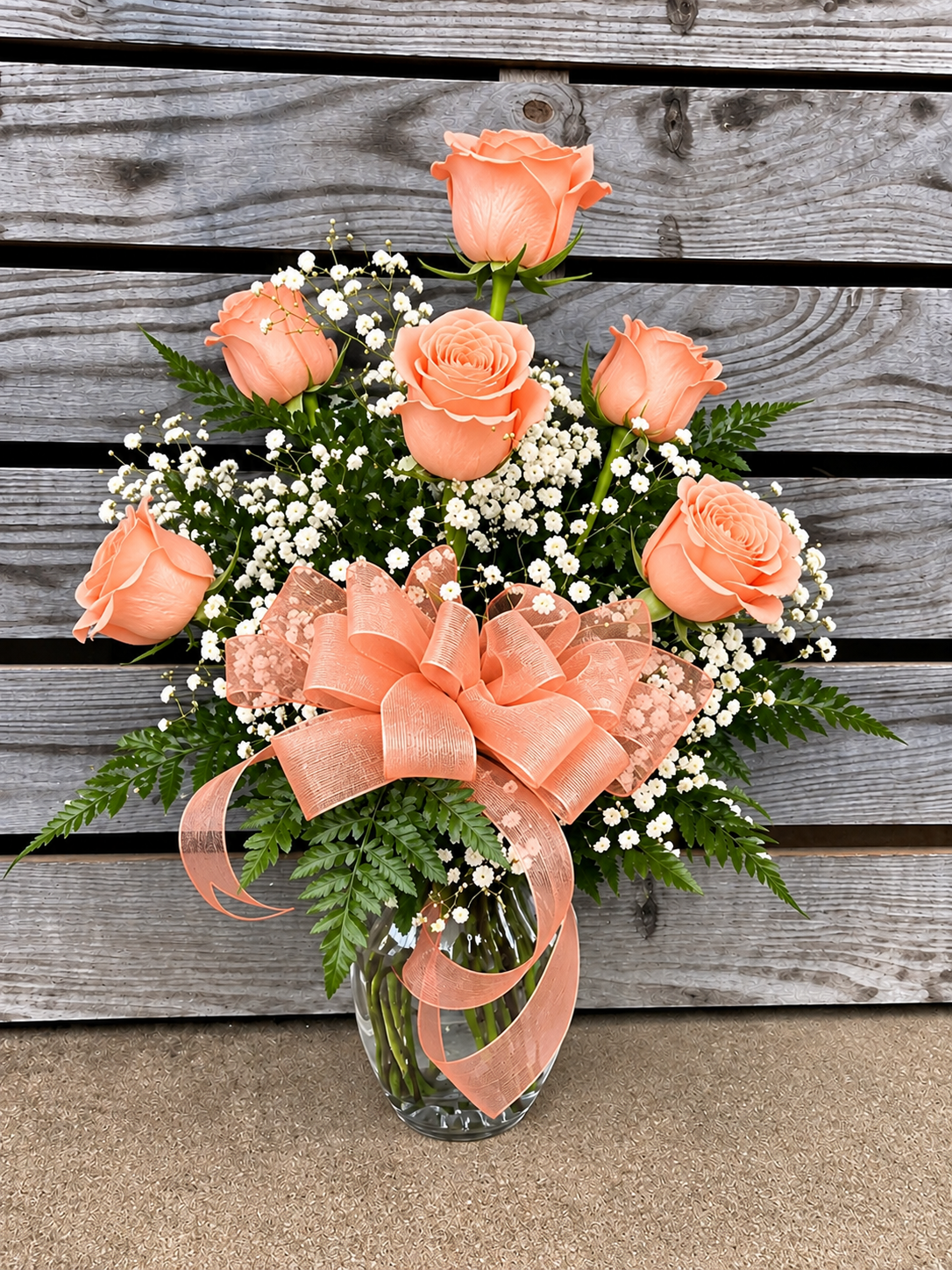 Half Dozen Roses in vase