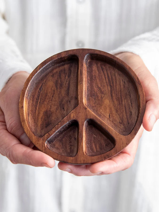 Carved Wood Peace Dish